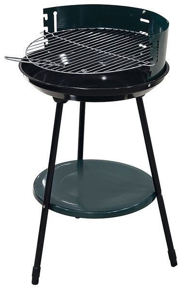 Barbecue a Carbone Carbonella Rotondo Ø42x77 cm con Vassoio in Acciaio al Carbonio Verde