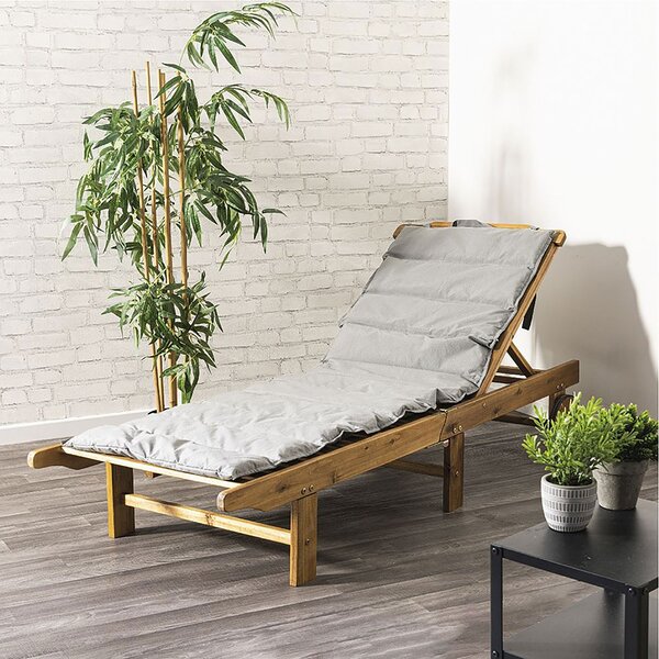 Cuscino Outdoor Imbottito Idrorepellente per Lettino da Esterno 60x180 cm in Poliestere e Policotone Ecrù