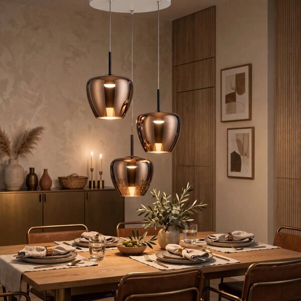 Lampadario moderno top light kylie 1236 3p + r40t3 bi gx53 led metallo vetro pirex - Top Light