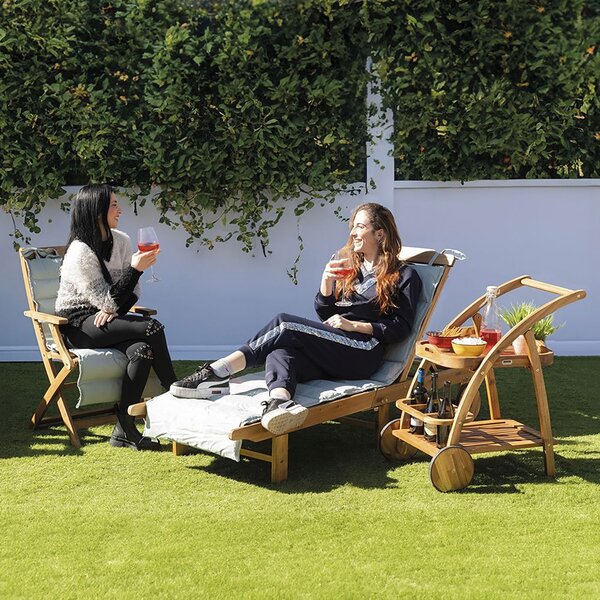Cuscino Outdoor Imbottito Idrorepellente per Lettino da Esterno 60x180 cm in Poliestere e Policotone Verde Salvia