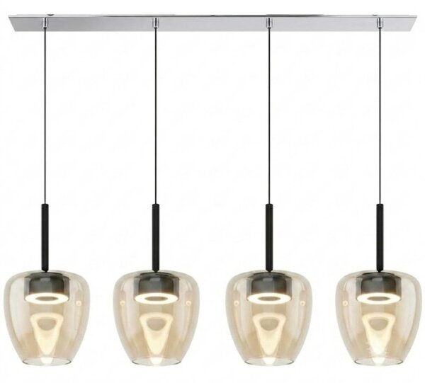 Lampadario moderno top light kylie 1236 4p + r80x4r4 cr gx53 led metallo vetro pirex - Top Light