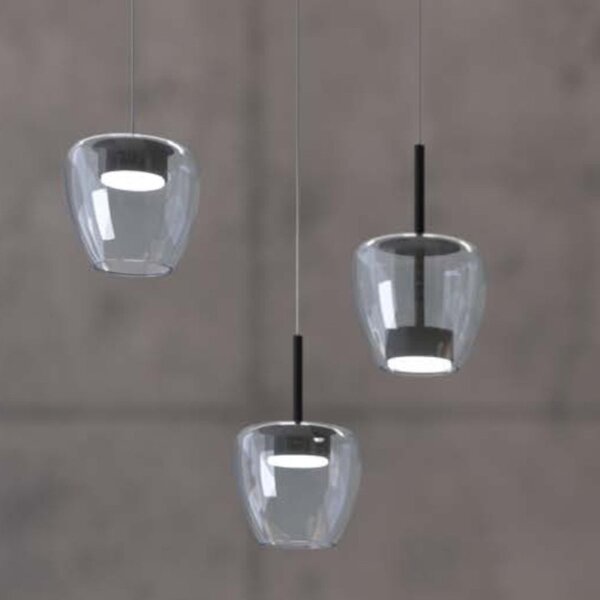 Lampadario moderno top light kylie 1236 2p+r13multi+cili elet gx53 led metallo vetro pirex - Top Light