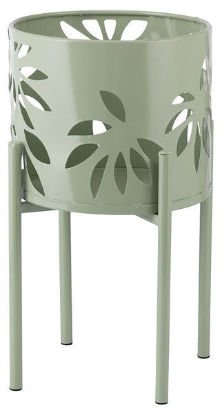 Set 2 Porta Vasi Ø20x36 cm e Ø25x43 cm con Piedistallo in Ferro Verde
