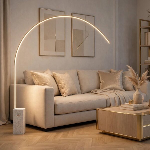 Piantana moderna top light very 1239 b1ld led cct dimmerabile 3 step metallo marmo - Top Light