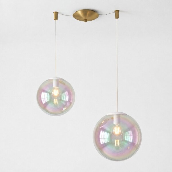 Lampadario moderno top light iris 1234 20-25+r13multi+cili-elet os e27 led metallo vetro iridescente - Top Light