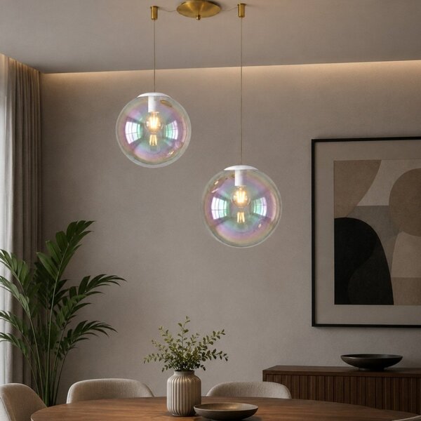 Lampadario moderno top light iris 1234 20-25+r13multi+cili-elet os e27 led metallo vetro iridescente - Top Light