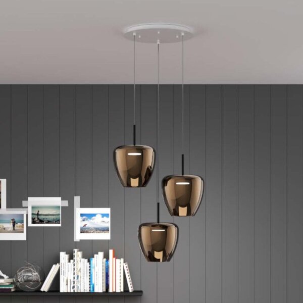 Lampadario moderno top light kylie 1236 3p + r40t3 bi gx53 led metallo vetro pirex - Top Light