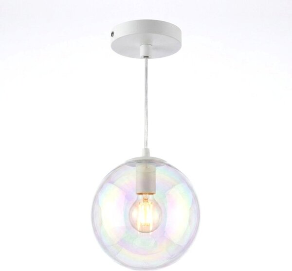 Lampadario moderno top light iris 1234+r10t1 e27 led metallo vetro iridescente - Top Light