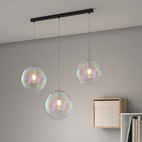 Lampadario moderno top light iris 1234 20x3+r60x4r3 ne e27 led metallo vetro iridescente - Top Light