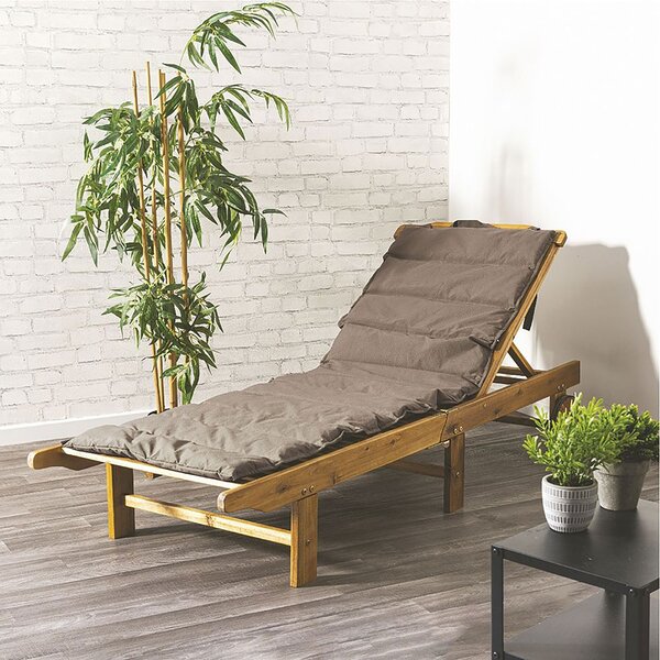 Cuscino Outdoor Imbottito Idrorepellente per Lettino da Esterno 60x180 cm in Poliestere e Policotone Tortora