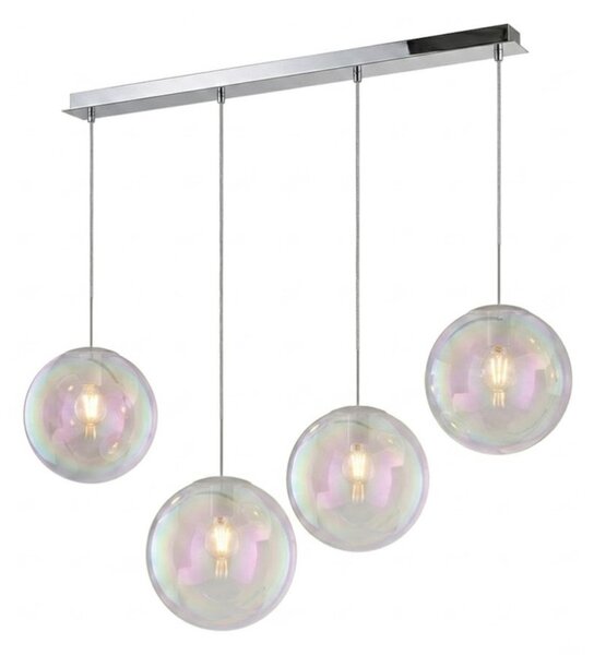 Lampadario moderno top light iris 1234 20x4+r80x4r4 cr e27 led metallo vetro iridescente - Top Light