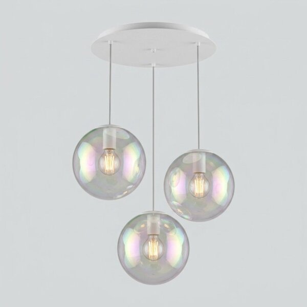Lampadario moderno top light iris 1234 20x3+r40t3 bi e27 led metallo vetro iridescente - Top Light