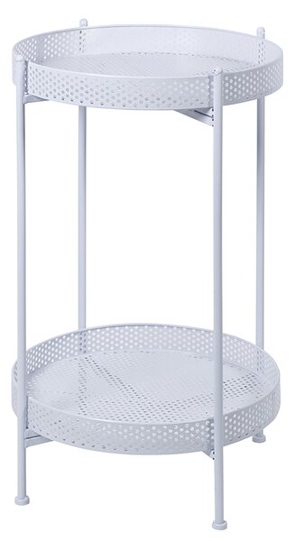 Tavolino Struttura Richiudibile Ø41x72 cm in Ferro Battuto Bianco