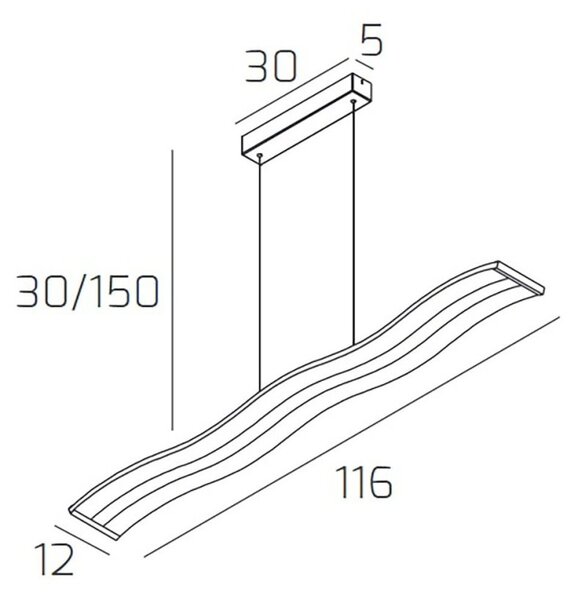 Lampadario led top light double wave 1178s sa dimmerabile metallo acrilico - Top Light