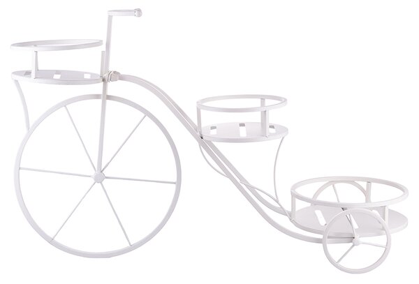 Portavasi 3 Ripiani Design a Bicicletta 78x25x48 cm in Ferro Battuto Bianco