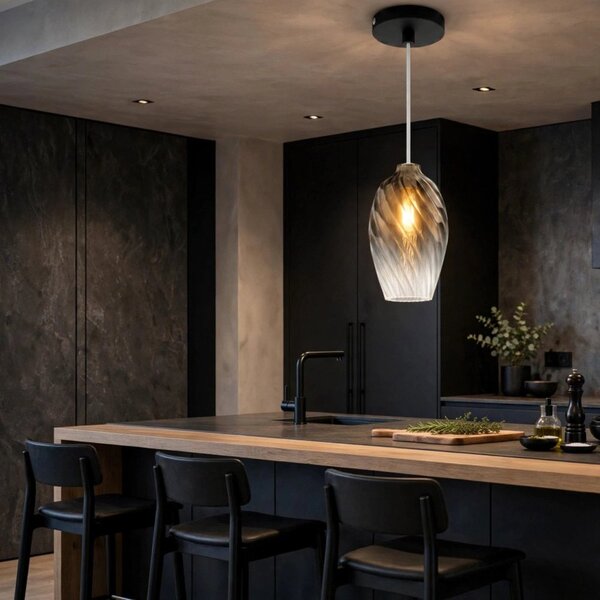 Lampadario moderno top light tide 1242 sigma + r10t1 ne e27 led metallo vetro pirex - Top Light