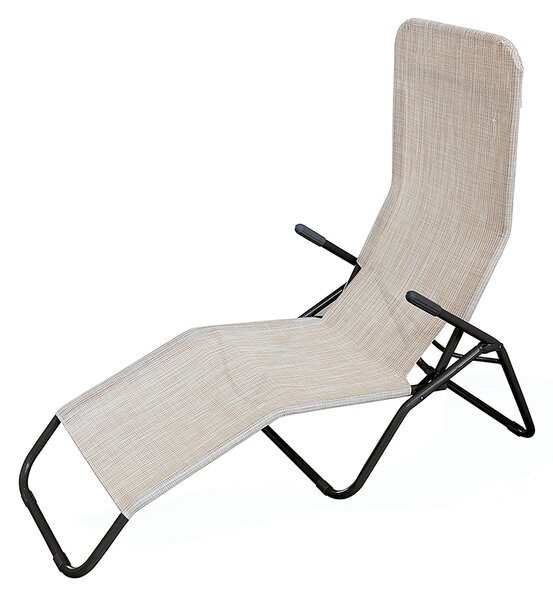 Lettino Sdraio a Dondolo 190x58x97 cm Struttura in Acciaio e Rivestimento in PVC e Poliestere Avorio Mélange