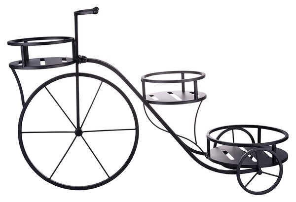 Portavasi 3 Ripiani Design a Bicicletta 78x25x48 cm in Ferro Battuto Nero