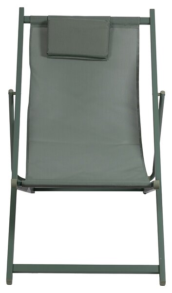 Sdraio Pieghevole Lido con Poggiatesta 94x60x92-81 cm in Poliestere e PVC Verde