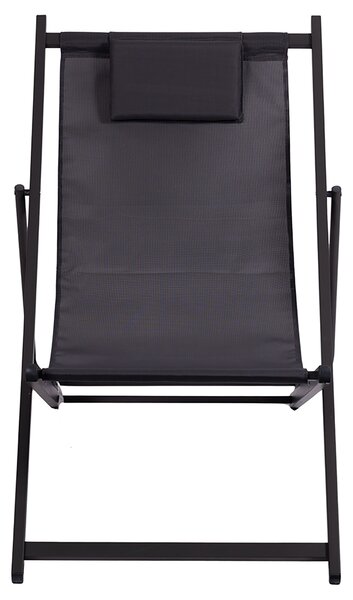 Sdraio Pieghevole Lido con Poggiatesta 94x60x92-81 cm in Poliestere e PVC Antracite