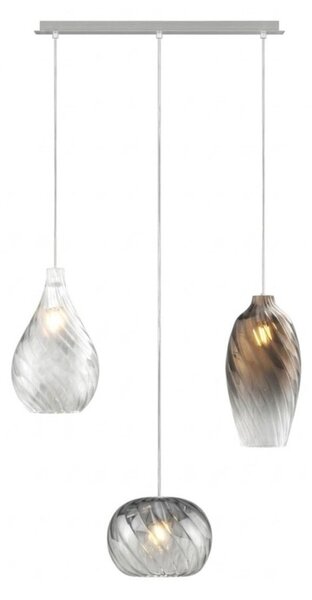 Lampadario moderno top light tide 1242x3+r60x4r3 e27 led metallo vetro pirex - Top Light