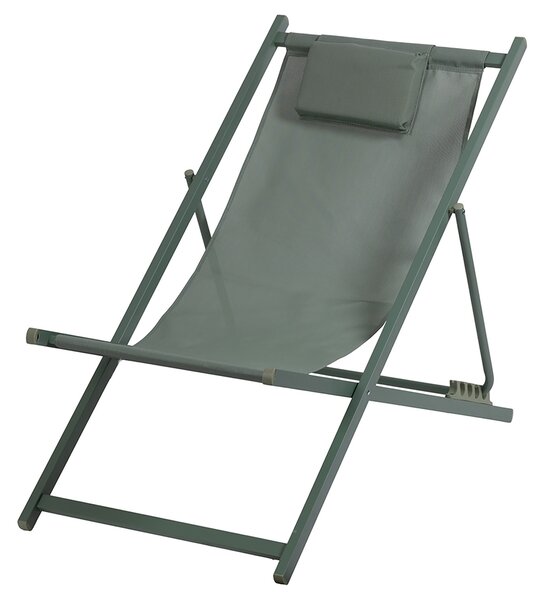 Sdraio Pieghevole Lido con Poggiatesta 94x60x92-81 cm in Poliestere e PVC Verde
