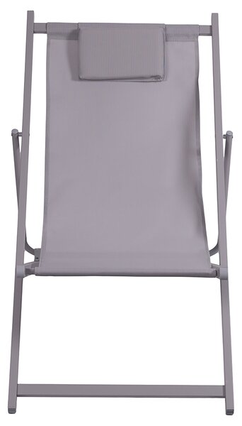 Sdraio Pieghevole Lido con Poggiatesta 94x60x92-81 cm in Poliestere e PVC Grigio Chiaro