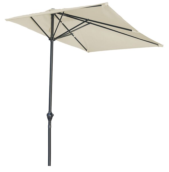 Ombrellone da Balcone a Parete a Mezzaluna 250x125x227 cm in Poliestere Tortora Half Cuba