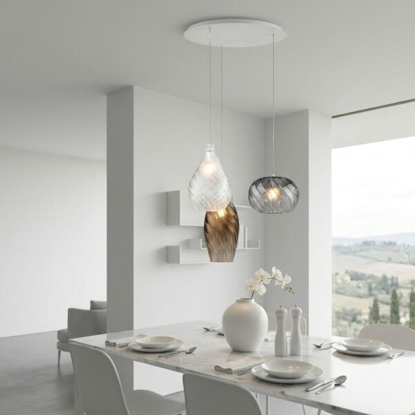 Lampadario moderno top light tide 1242x3+r40t3 e27 led metallo vetro pirex - Top Light