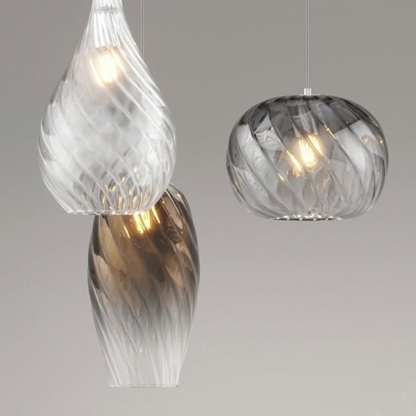 Lampadario moderno top light tide 1242x3+r60x4r3 e27 led metallo vetro pirex - Top Light