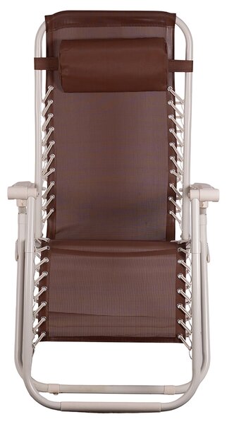 Sedia Sdraio Reclinabile e Richiudibile Rio 65x90x108 cm con Poggiatesta in Poliestere con Struttura in Acciaio Marrone