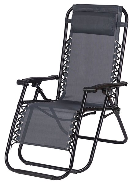 Sedia Sdraio Reclinabile e Richiudibile Rio 65x90x108 cm con Poggiatesta in Poliestere con Struttura in Acciaio Grigio