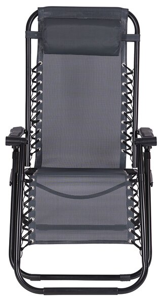 Sedia Sdraio Reclinabile e Richiudibile Rio 65x90x108 cm con Poggiatesta in Poliestere con Struttura in Acciaio Grigio