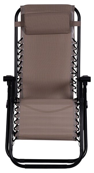 Sedia Sdraio Reclinabile e Richiudibile Rio 65x90x108 cm con Poggiatesta in Poliestere con Struttura in Acciaio Sabbia