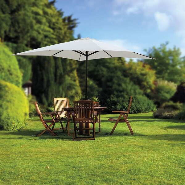 Ombrellone da Giardino Cuba Ø 300x236 cm Struttura in Acciaio e Copertura in Poliestere Écru