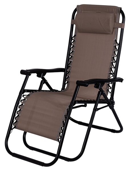 Sedia Sdraio Reclinabile e Richiudibile Rio 65x90x108 cm con Poggiatesta in Poliestere con Struttura in Acciaio Sabbia