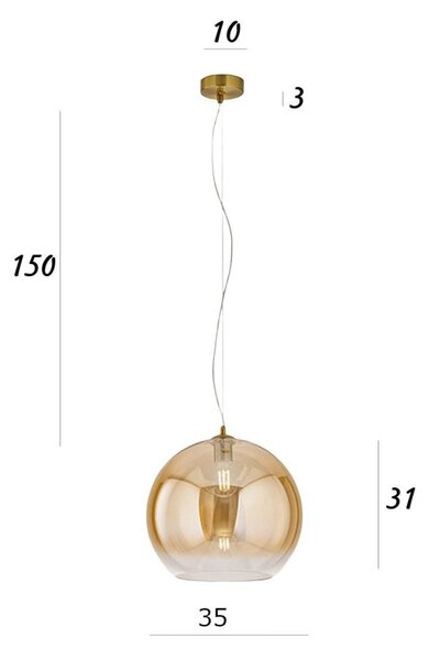 Lampadario vetro soffiato perenz planet 8524 am 35 e27 led ambra - Perenz