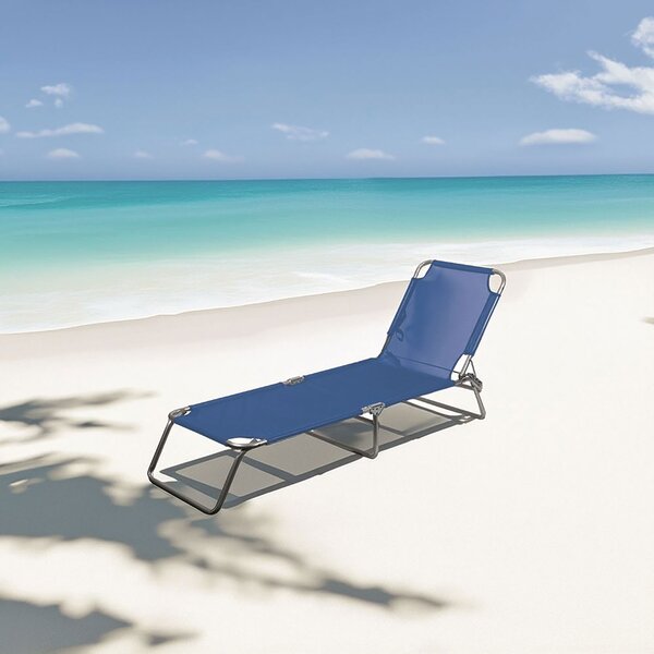 Lettino Mare Richiudibile 190x58x27 cm Struttura in Alluminio e Copertura in PVC e Poliestere Blu Viareggio