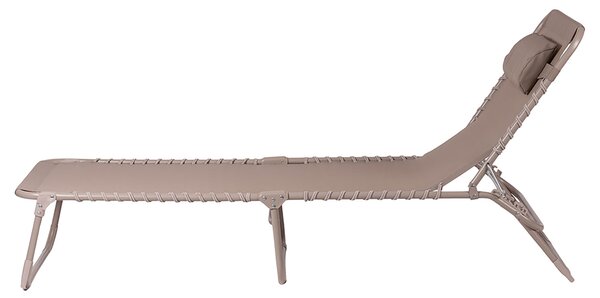 Lettino Mare Richiudibile 190x58x29 cm in Acciaio e Poliestere Tortora Gallipoli