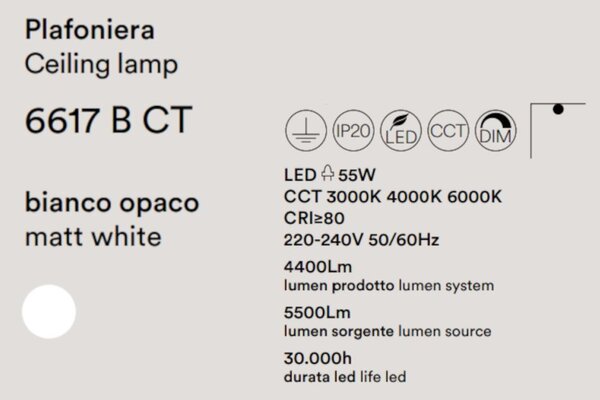 Plafoniera moderna perenz ritmo 6617 b ct led lampada soffitto bianco - Perenz