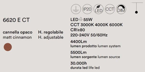 Lampadario classico perenz ritmo 6620 e ct led sospensione cannella opaco - Perenz