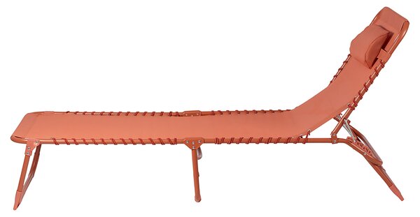 Lettino Mare Richiudibile 190x58x29 cm in Acciaio e Poliestere Ruggine Gallipoli