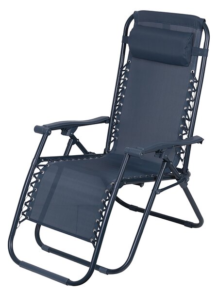 Sedia Sdraio Reclinabile e Richiudibile Rio 65x90x108 cm con Poggiatesta in Poliestere con Struttura in Acciaio Blu Mélange