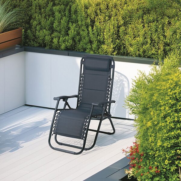 Sedia Gran RelaxImbottita Reclinabile E Richiudibile 65x90x110 cm in Acciaio PVC e Poliestere Blu Rio Plus