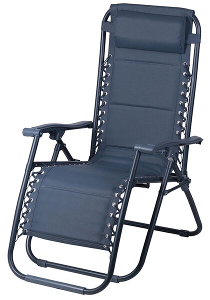 Sedia Gran RelaxImbottita Reclinabile E Richiudibile 65x90x110 cm in Acciaio PVC e Poliestere Blu Rio Plus
