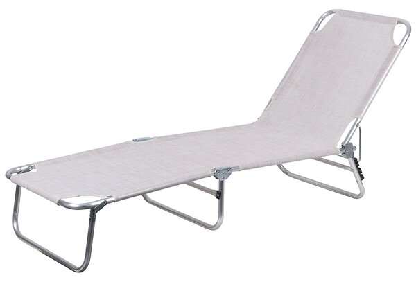 Lettino Mare Richiudibile 190x58x27 cm Struttura in Alluminio e Copertura in PVC e Poliestere Ecrù Viareggio