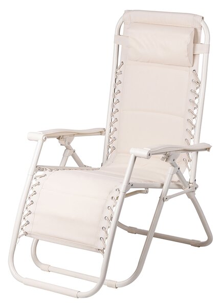 Sedia Gran RelaxImbottita Reclinabile E Richiudibile 65x90x110 cm in Acciaio PVC e Poliestere Avorio Rio Plus