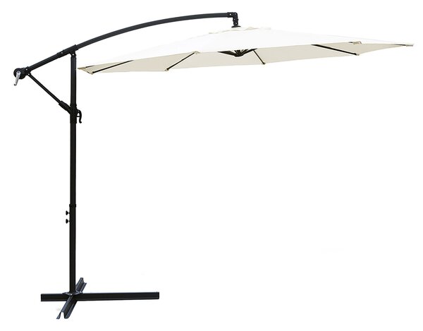 Ombrellone Lampara da Giardino Palo Laterale Ø300x245 cm in Acciaio e Poliestere Écru Kios