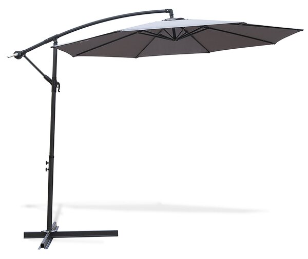 Ombrellone Lampara da Giardino Palo Laterale Ø300x245 cm in Acciaio e Poliestere Grigio Kios