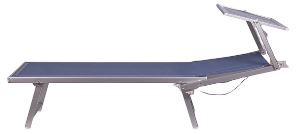 Lettino Mare con Parasole Richiudibile 181x71,5x38,5 cm in Alluminio PVC e Poliestere Blu Navy Riccione